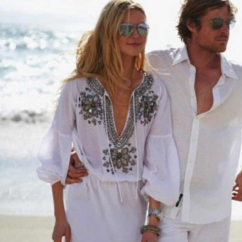 MICHAEL Michael Kors White Embroidered Swim Coverup